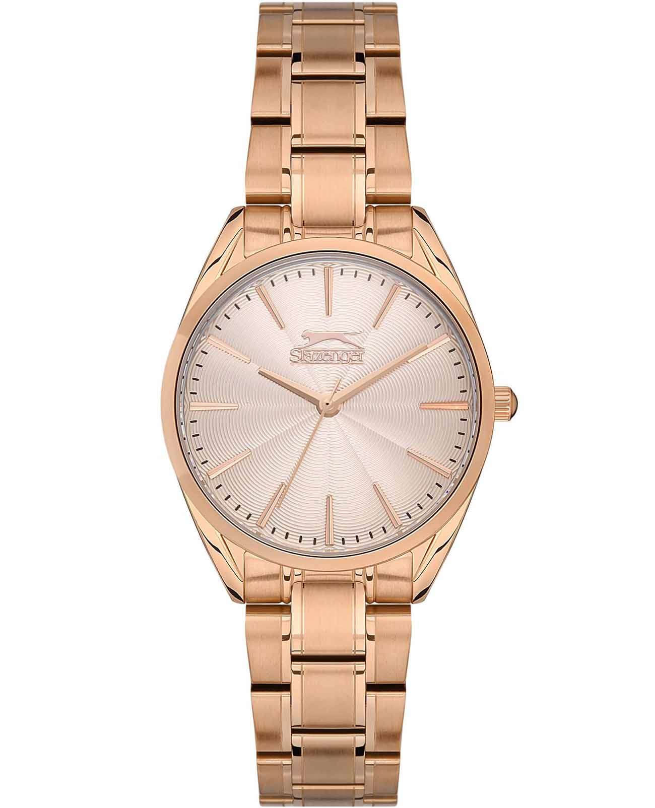 Slazenger Slazenger SL.09.2155.3.04  SL.09.2155.3.04 кварцевые женские часы золотой циферблат, браслет суперметалл с ip покрытием — вид спереди