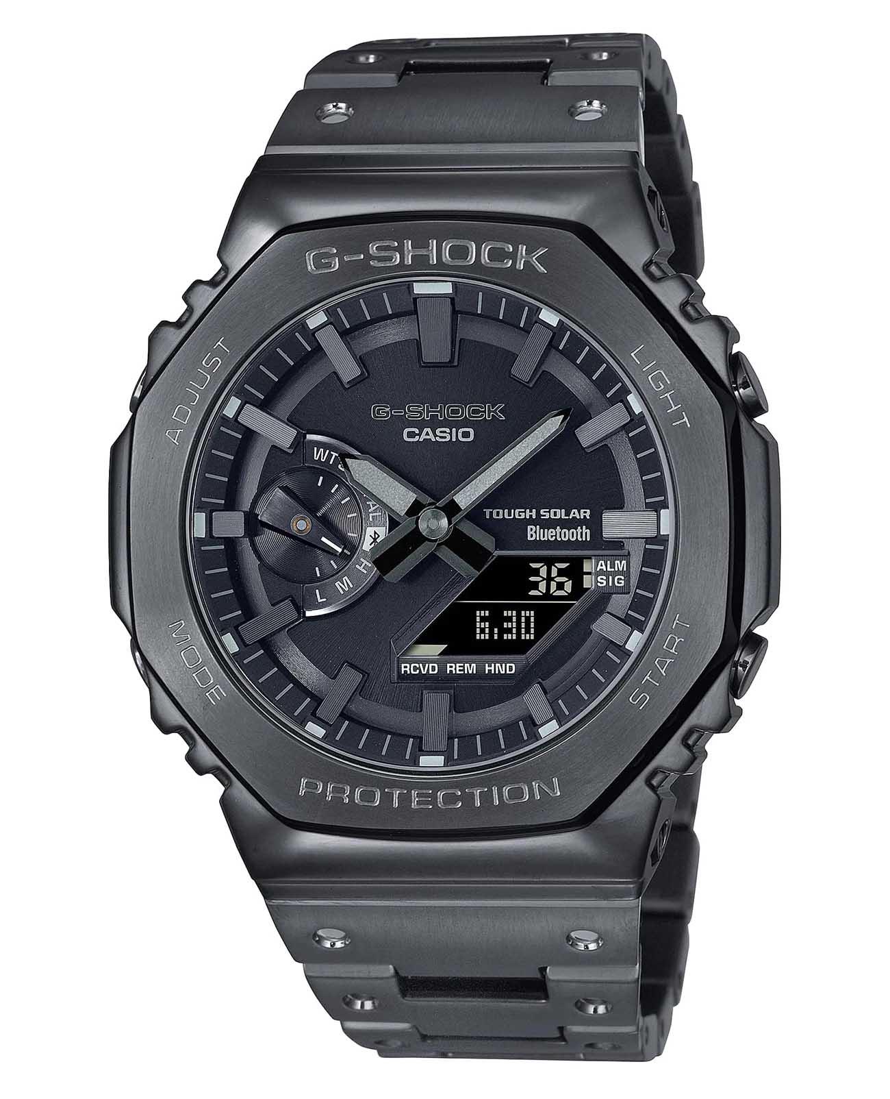 Casio Casio G-Shock GM-B2100BD-1ADR (GM-B2100BD-1A) GM GM-B2100BD-1A электронные мужские часы серый циферблат, браслет сталь с ip покрытием — вид спереди
