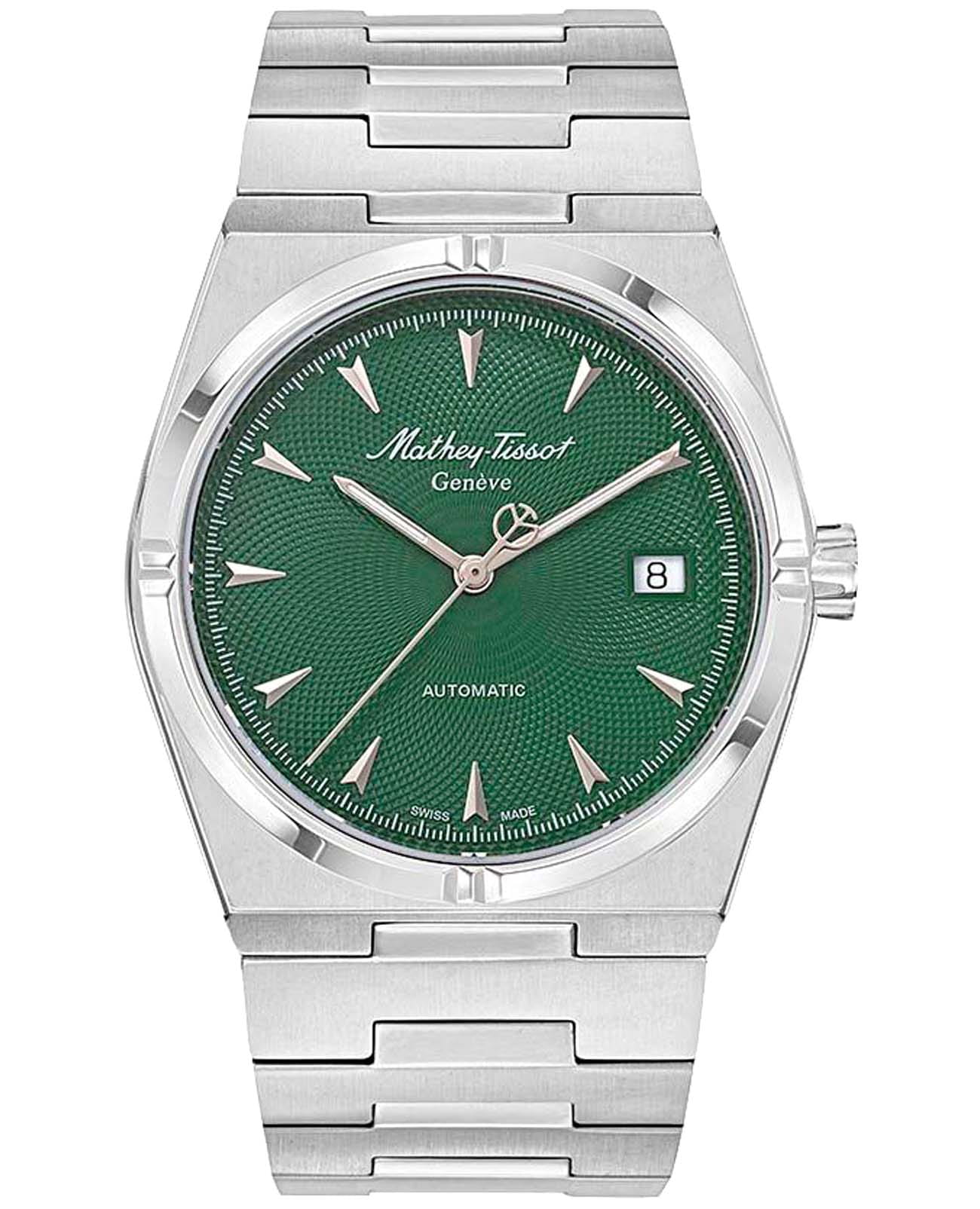 Mathey-Tissot Mathey-Tissot Zeus H118ATV  H118ATV механические мужские часы зеленый циферблат, браслет нержавеющая сталь — вид спереди