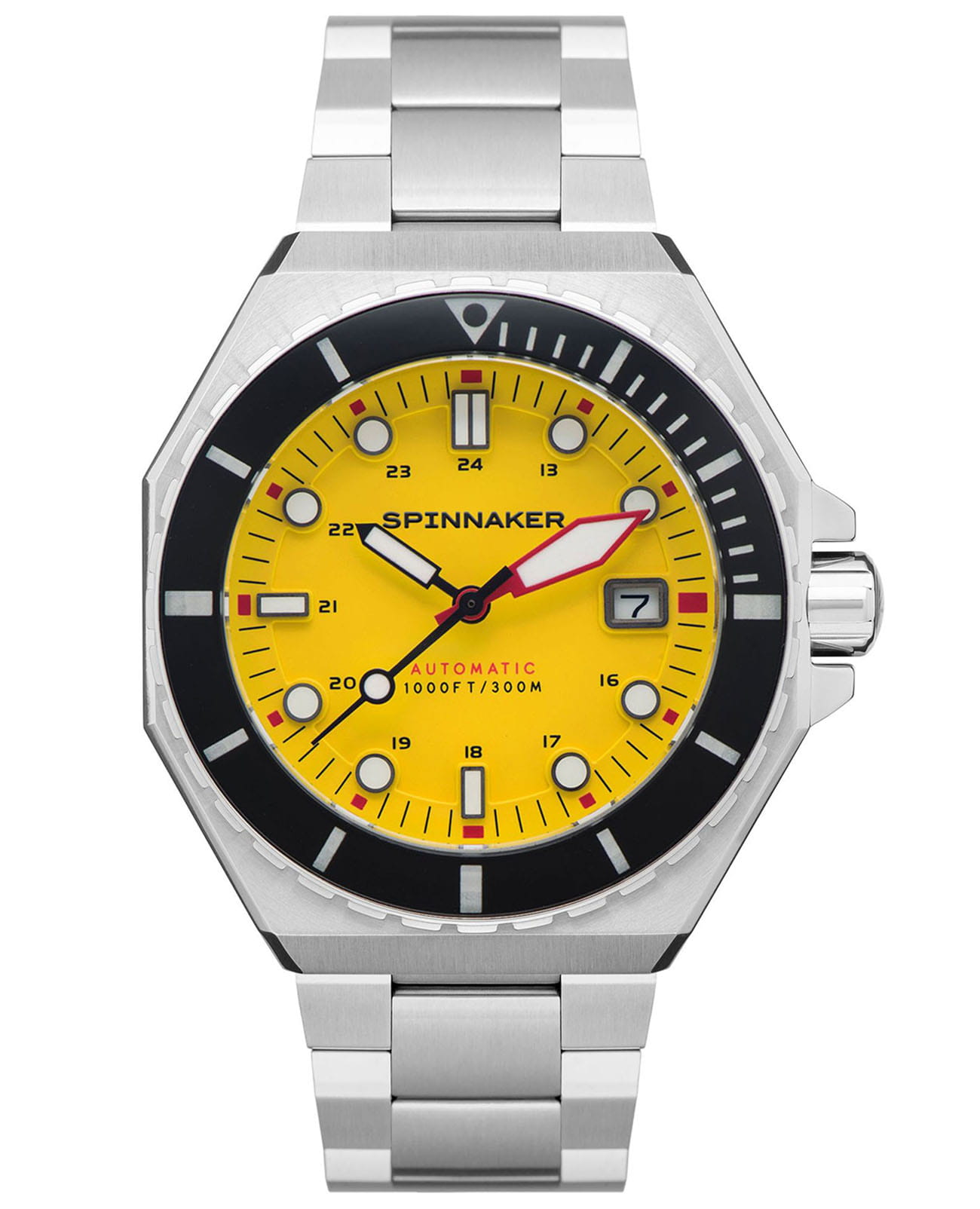 Spinnaker Spinnaker Dumas SP-5081-II  SP-5081-II механические мужские часы желтый циферблат, браслет нержавеющая сталь — вид спереди