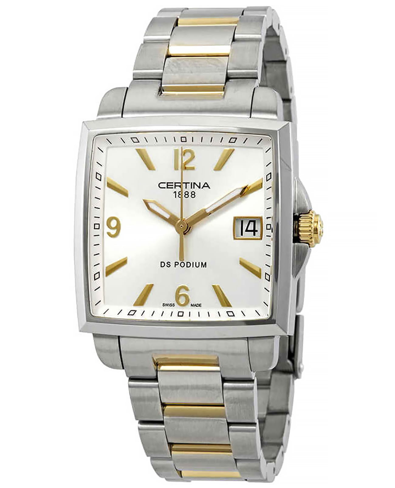 Certina Certina DS Podium C001.310.22.037.00  C0013102203700 кварцевые женские часы серебристый циферблат, браслет сталь c pvd покрытием — вид спереди