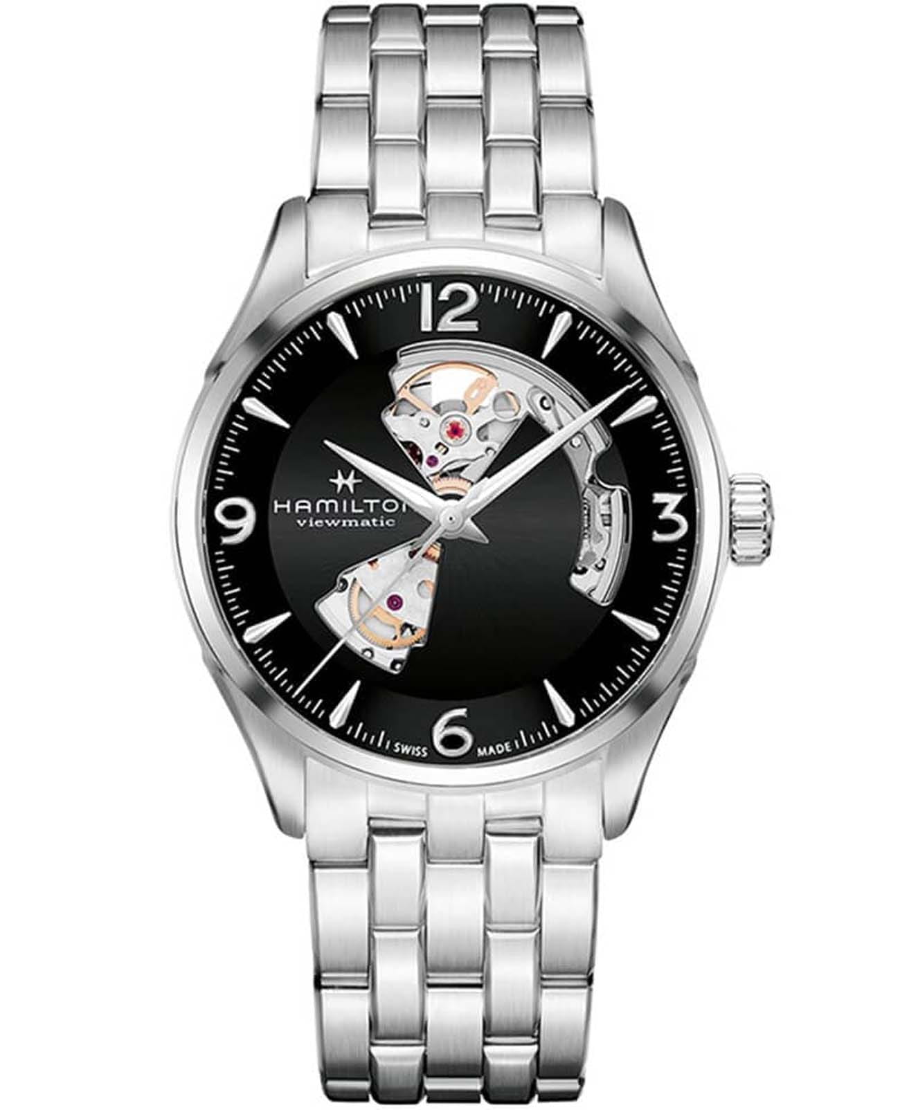 Hamilton Hamilton Jazzmaster Open Heart Auto H32705131  H32705131 механические женские часы черный циферблат, браслет нержавеющая сталь — вид спереди