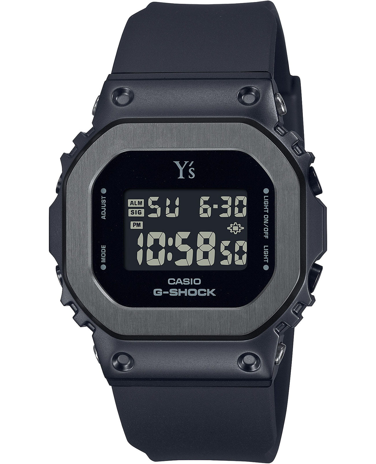 Casio Casio G-Shock GM-S5600YS-1DR (GM-S5600YS-1) GM GM-S5600YS-1DR электронные мужские часы  циферблат, браслет пластик — вид спереди
