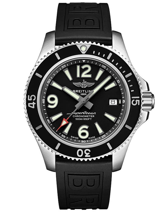 Breitling Breitling Superocean Automatic 42 A17366021B1S2  A17366021B1S2 механические мужские часы черный циферблат, браслет каучук — вид спереди