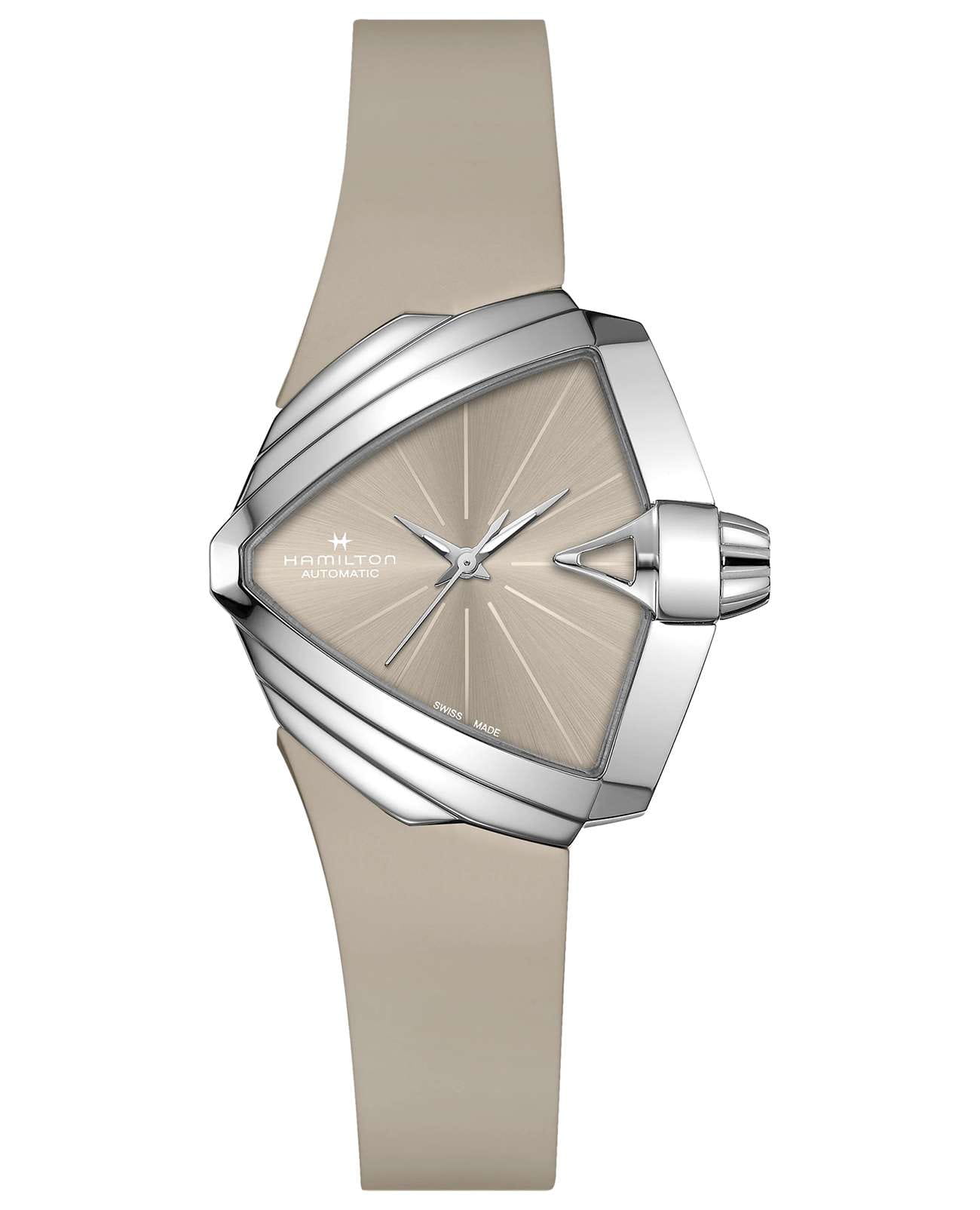 Hamilton Hamilton Ventura S Auto H24105370  H24105370 механические женские часы бежевый циферблат, браслет каучук — вид спереди
