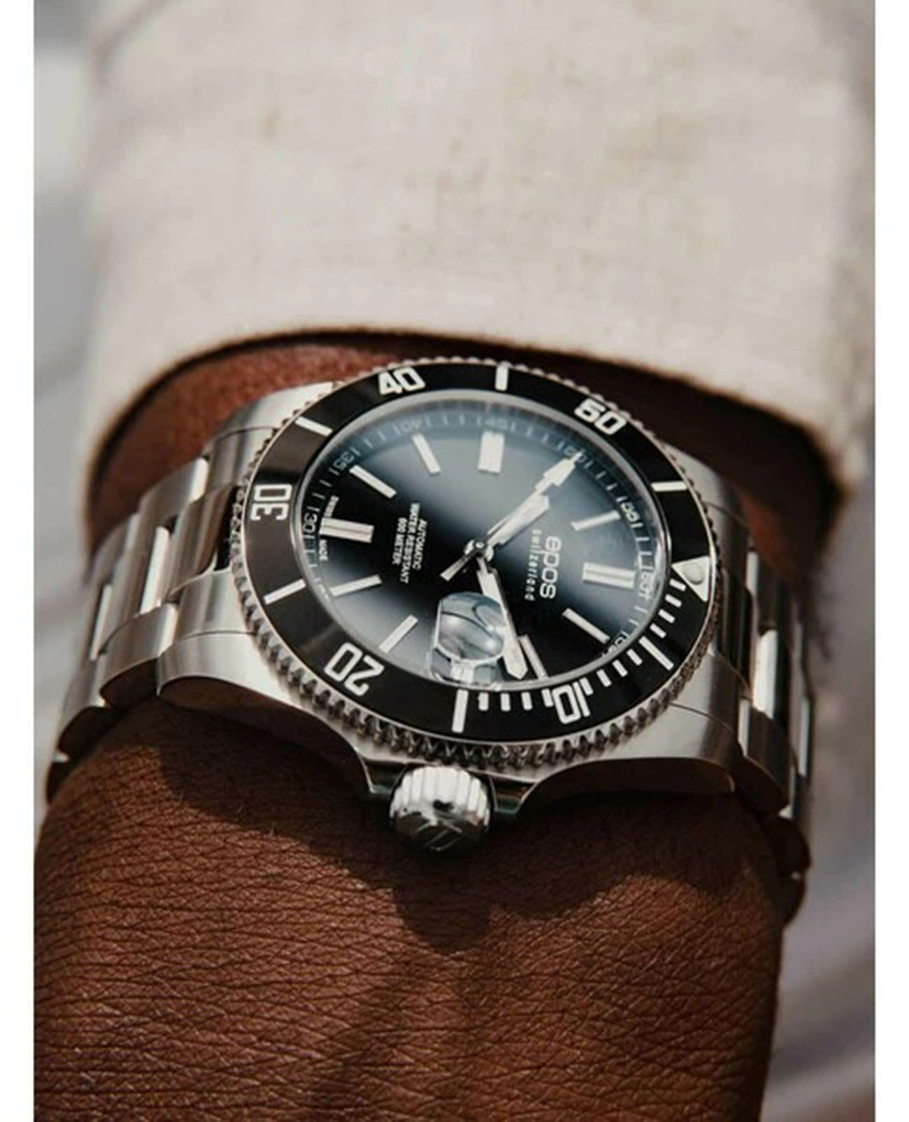 Epos Epos Diver 3504.131.20.15.30 механические мужские часы часы крупный план черный циферблата