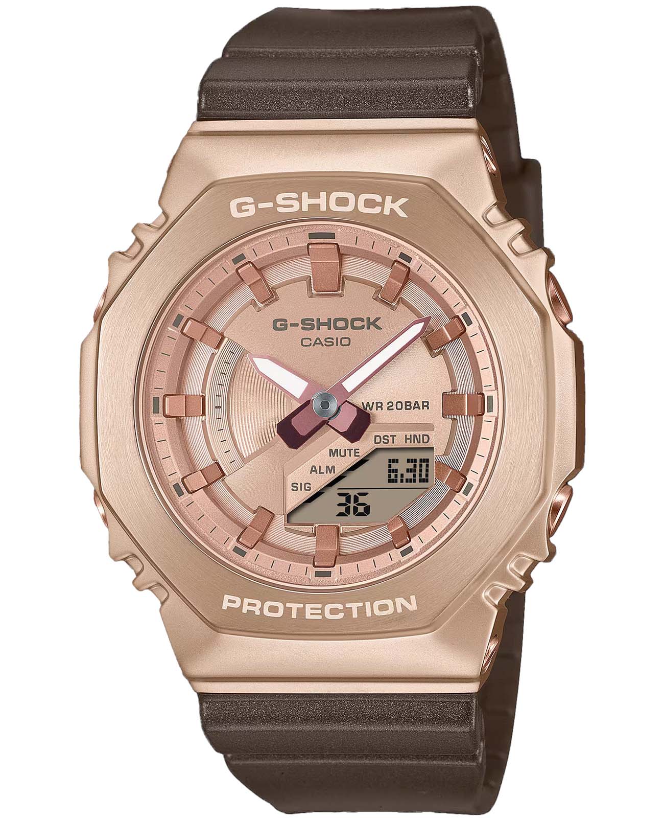 Casio Casio G-Shock GM-S2100CB-5ADR (GM-S2100CB-5A) GM GM-S2100CB-5A электронные женские часы розовый циферблат, браслет пластик — вид спереди