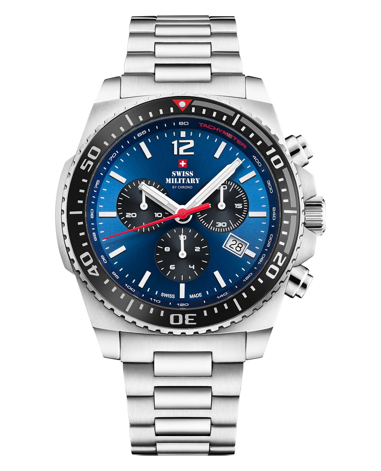 Swiss Military by Chrono Swiss Military by Chrono Sports SM34093.02  SM34093.02 кварцевые мужские часы синий циферблат, браслет нержавеющая сталь — вид спереди