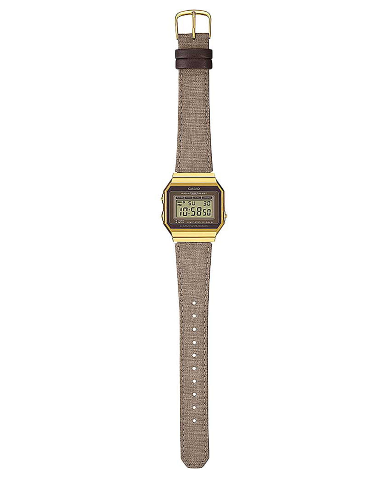 Casio Casio Vintage A700WEGL-5AEF, vintage япония женские часы на браслете тканевый боковой вид