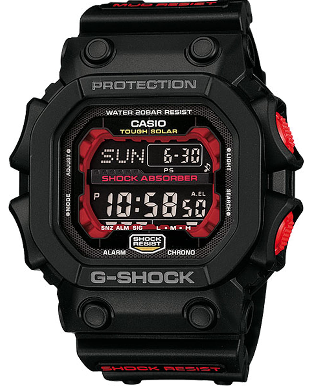 Casio Casio G-Shock GXW-56-1AER  GXW-56-1AER электронные мужские часы черный циферблат, браслет полимер — вид спереди
