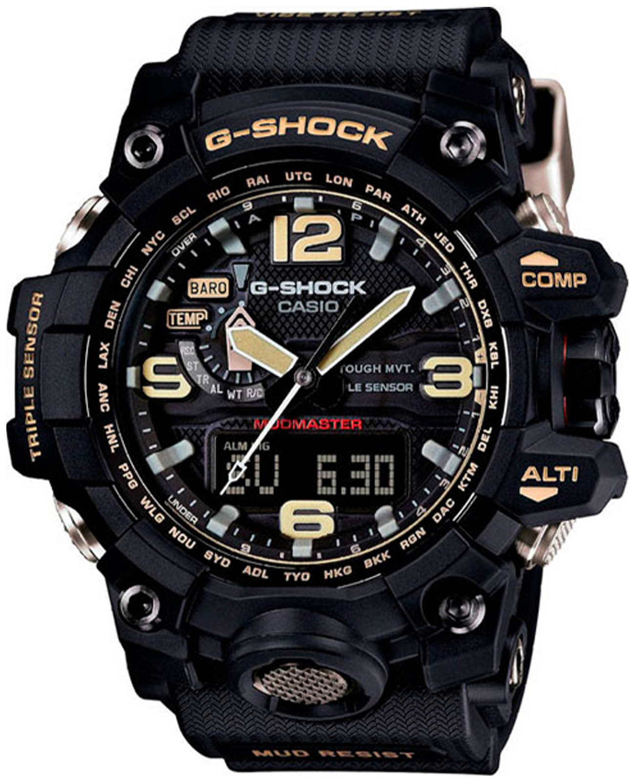Casio Casio G-Shock GWG-1000-1A Mudmaster GWG-1000-1A электронные мужские часы черный циферблат, браслет пластик — вид спереди