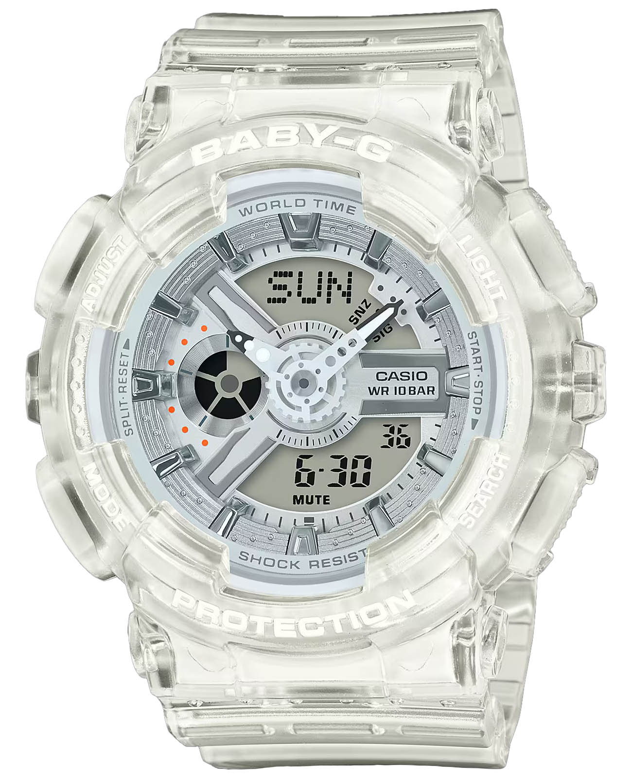 Casio Casio Baby-G BA-110XCR-7ADR (BA-110XCR-7A)  BA-110XCR-7ADR кварцевые женские часы  циферблат, браслет пластик — вид спереди