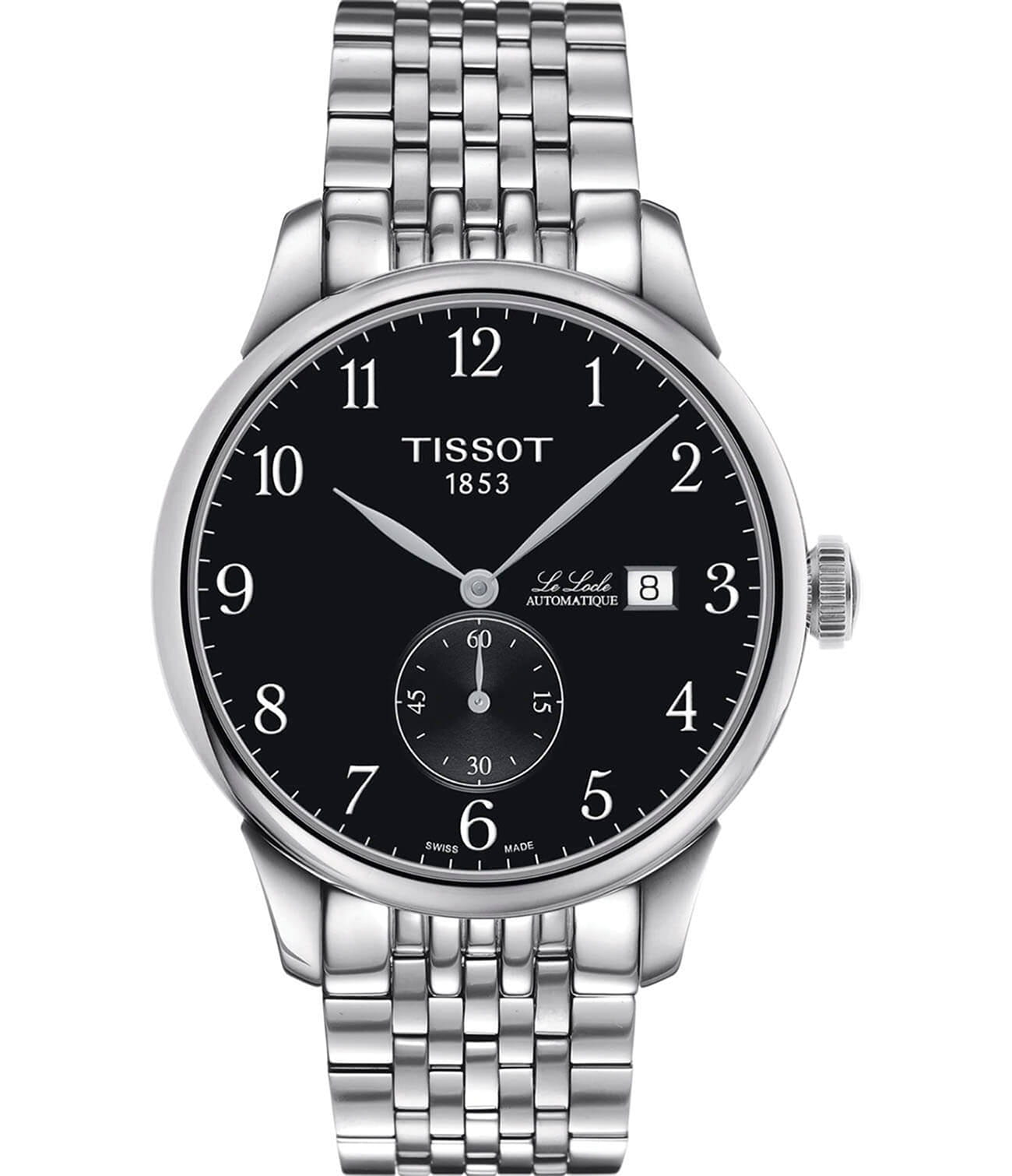 Tissot Tissot Le Locle Automatic Petite Seconde T006.428.11.052.00 Le Locle Automatic T0064281105200 механические мужские часы черный циферблат, браслет нержавеющая сталь — вид спереди