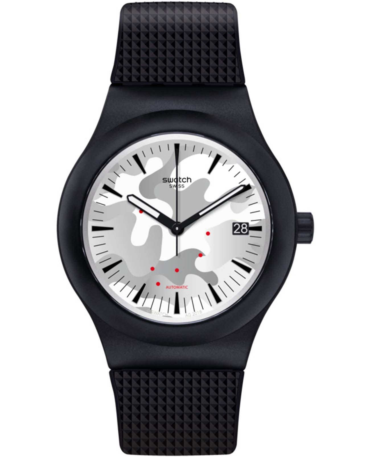 Swatch Swatch Sistem51 SUTB407  SUTB407 механические мужские часы серый циферблат, браслет силикон — вид спереди