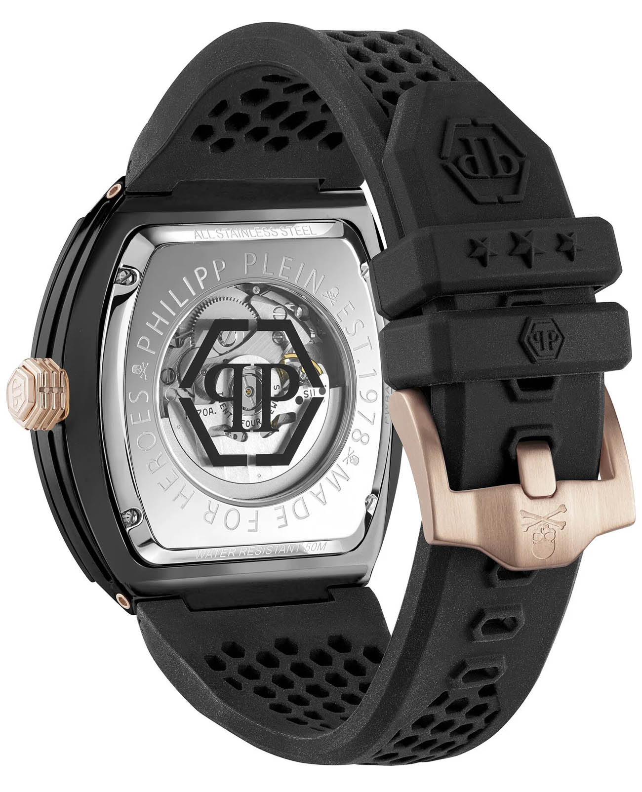 Philipp Plein Philipp Plein The Skeleton Ecoceramic PWVBA0523, the skeleton германия мужские часы на браслете силикон боковой вид