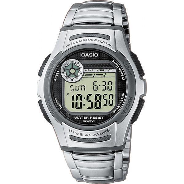 Casio Casio Illuminator W-213D-1A  W-213D-1A кварцевые мужские часы зеленый циферблат, браслет 18-каратное желтое золото — вид спереди