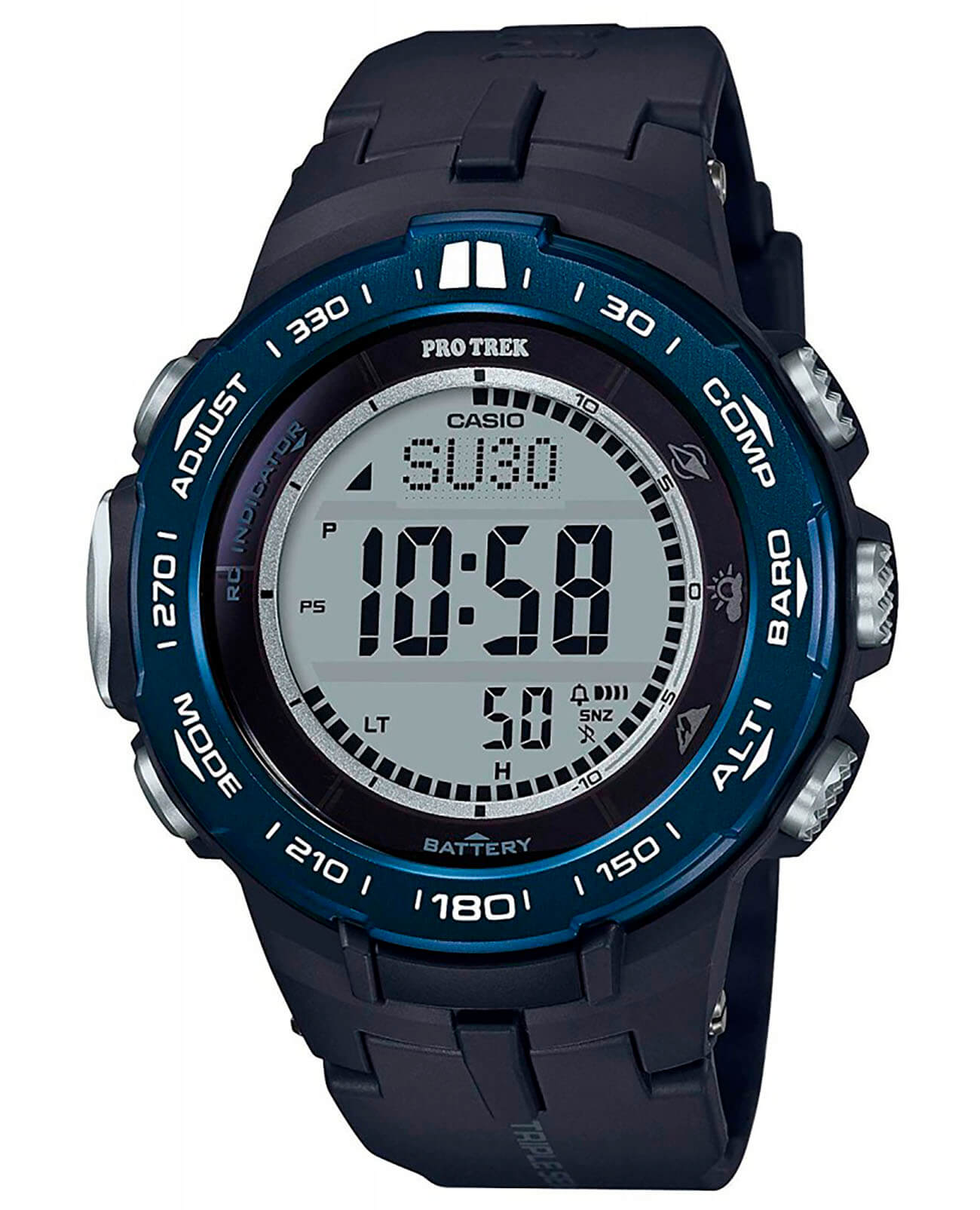 Casio Casio Pro Trek PRW-3100YB-1 PRW PRW-3100YB-1ER электронные мужские часы серый циферблат, браслет пластик — вид спереди