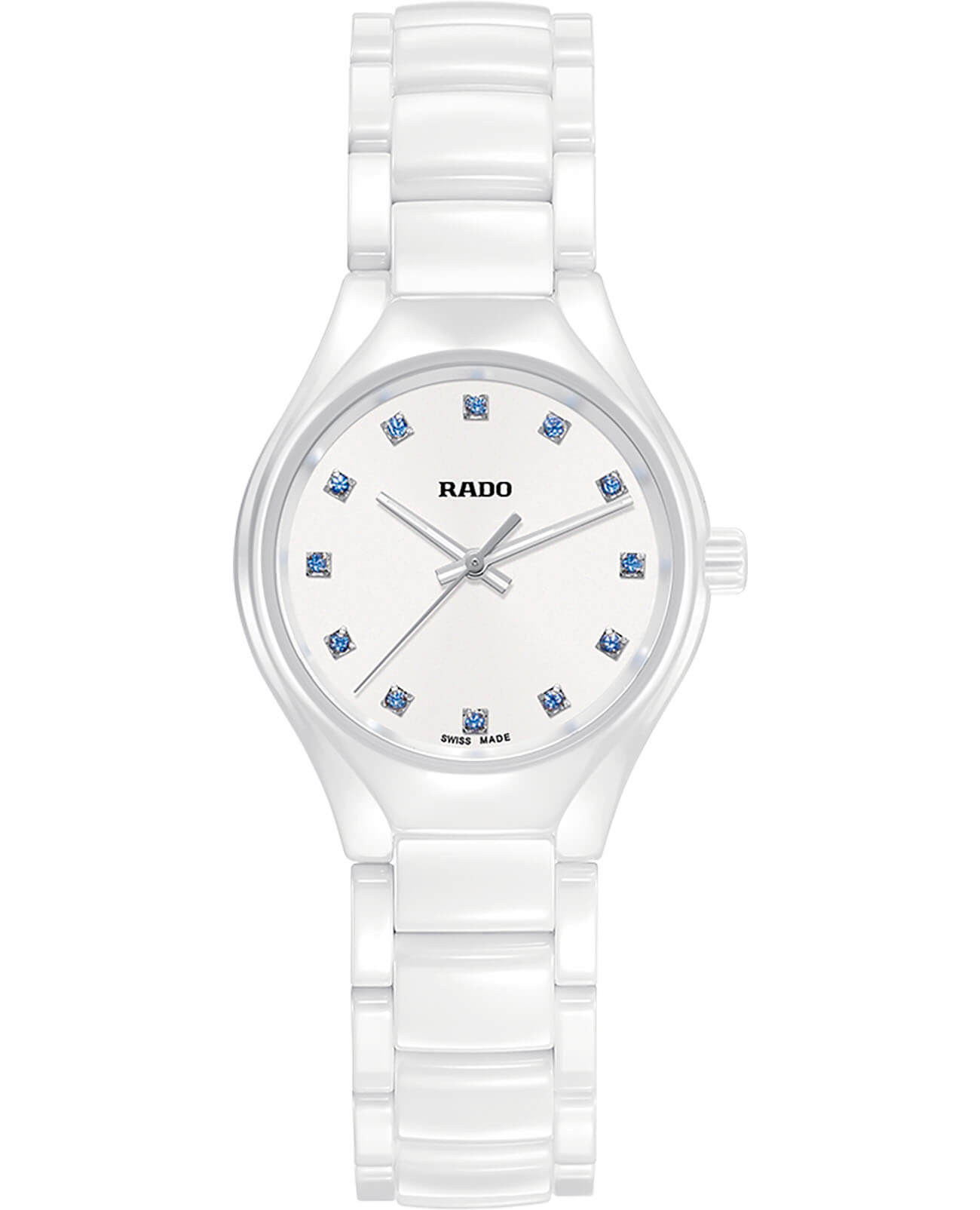 Rado Rado True Diamonds R27061722  R27061722 кварцевые женские часы белый циферблат, браслет керамика — вид спереди