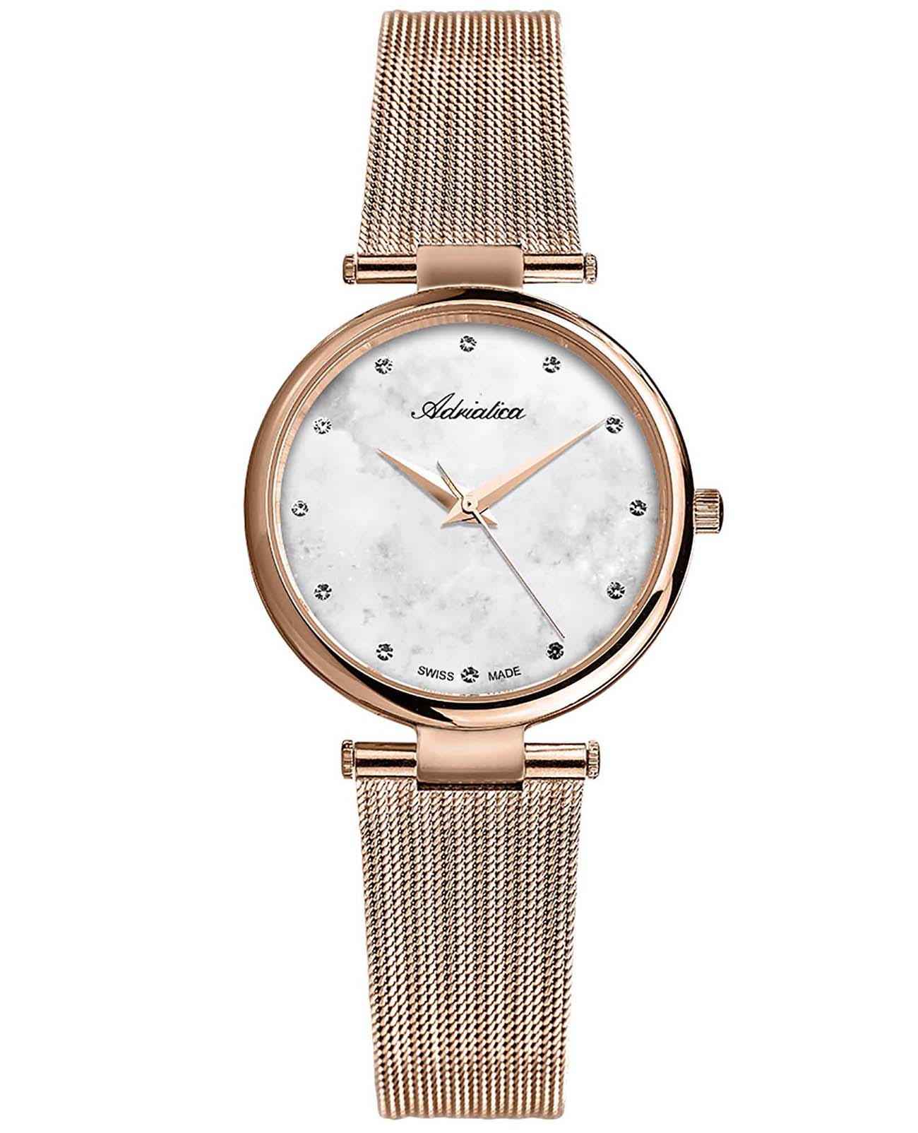 Adriatica Adriatica A3689.914FQ  A3689.914FQ кварцевые женские часы перламутровый циферблат, браслет сталь c pvd покрытием — вид спереди