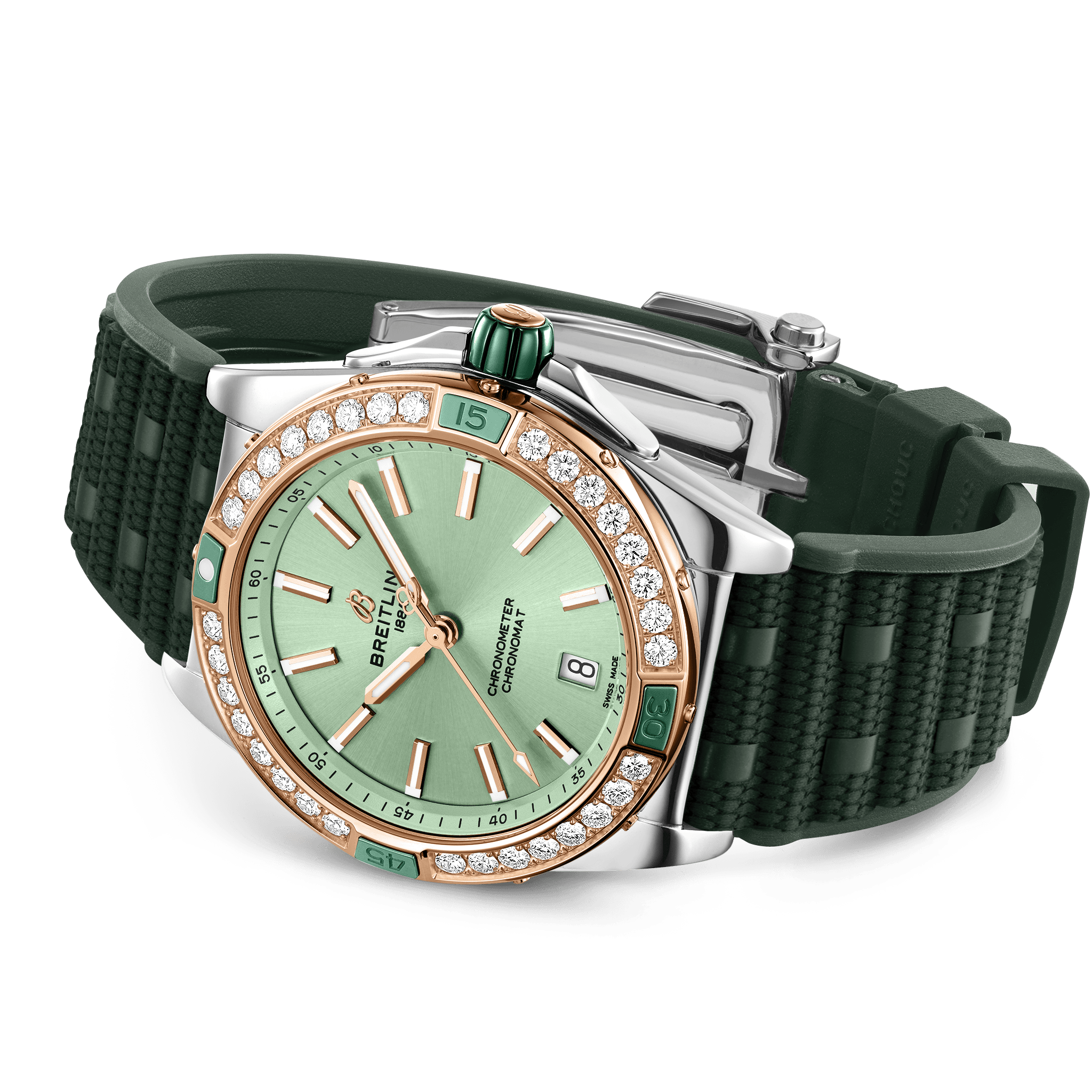 Breitling Breitling Super Chronomat Automatic 38 U17356531L1S1, chronomat швейцария женские часы на браслете каучук боковой вид