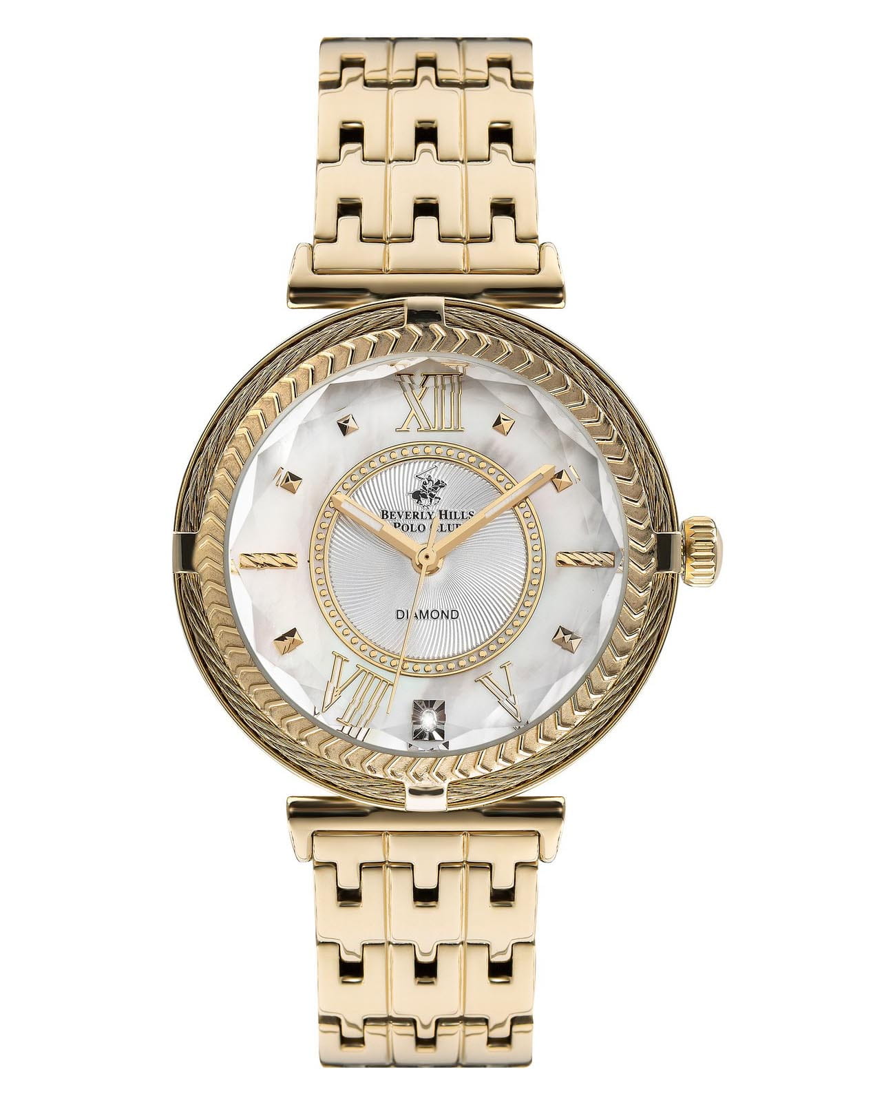 Beverly Hills Polo Club Beverly Hills Polo Club BP3222X.120  BP3222X.120 кварцевые женские часы перламутровый циферблат, браслет нержавеющая сталь с ip-покрытием — вид спереди