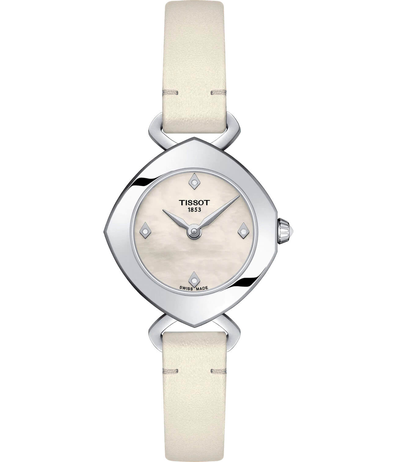 Tissot Tissot Femini-T T113.109.16.116.01  T1131091611601 кварцевые женские часы перламутровый циферблат, браслет кожаный — вид спереди