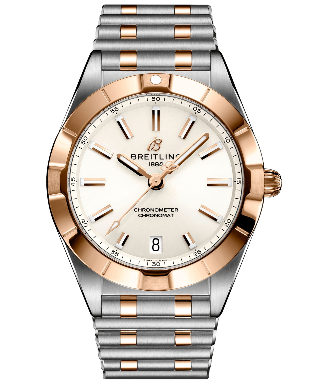Breitling Breitling Chronomat 32 U77310101A1U1  U77310101A1U1 кварцевые женские часы белый циферблат, браслет нержавеющая сталь + золото 18к — вид спереди