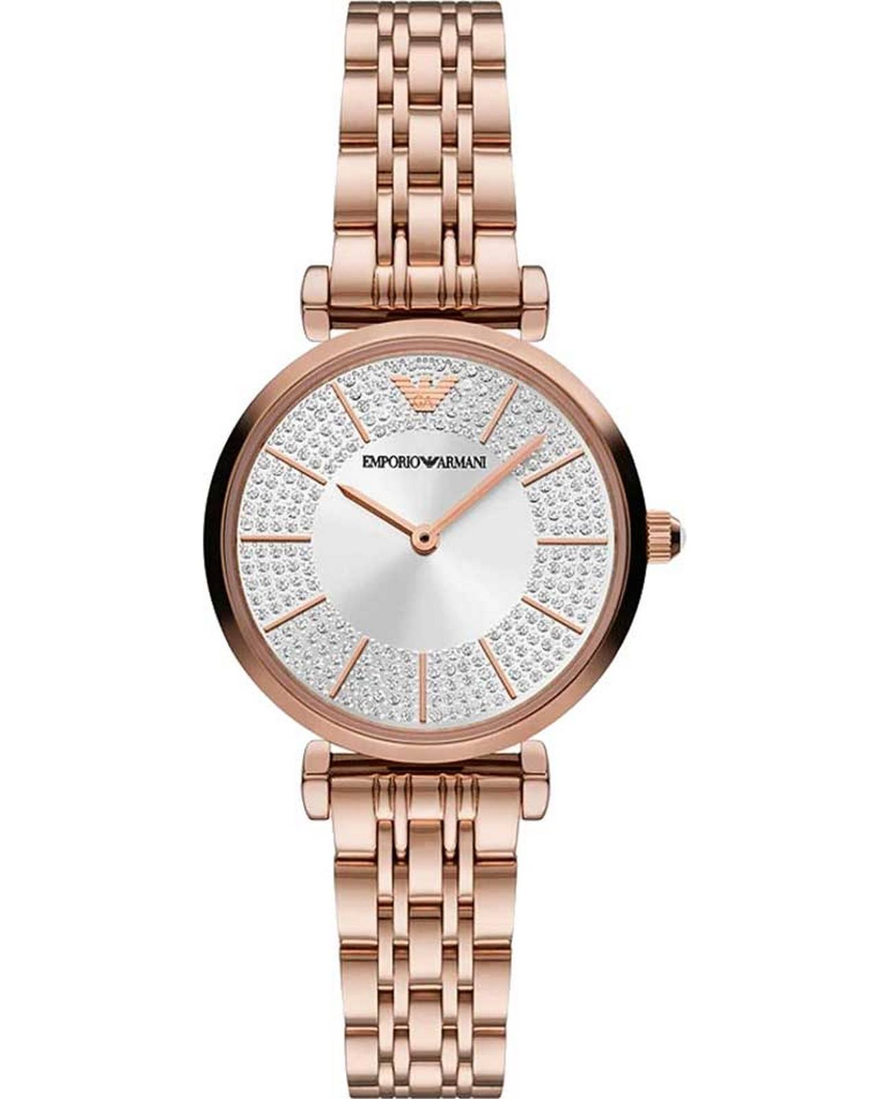 Emporio Armani Emporio Armani Gianni T-Bar AR11446  AR11446 кварцевые женские часы серебристый циферблат, браслет нержавеющая сталь — вид спереди