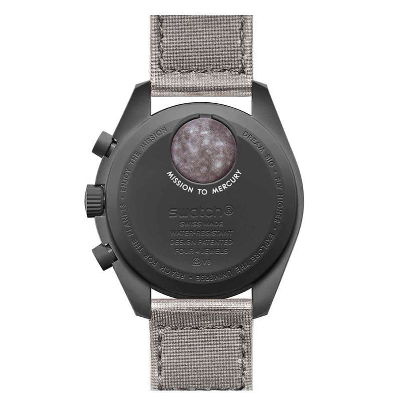 Swatch Swatch x Omega Bioceramic Moonswatch Mission to Mercury SO33A100 , наручные мужские часы фото под углом