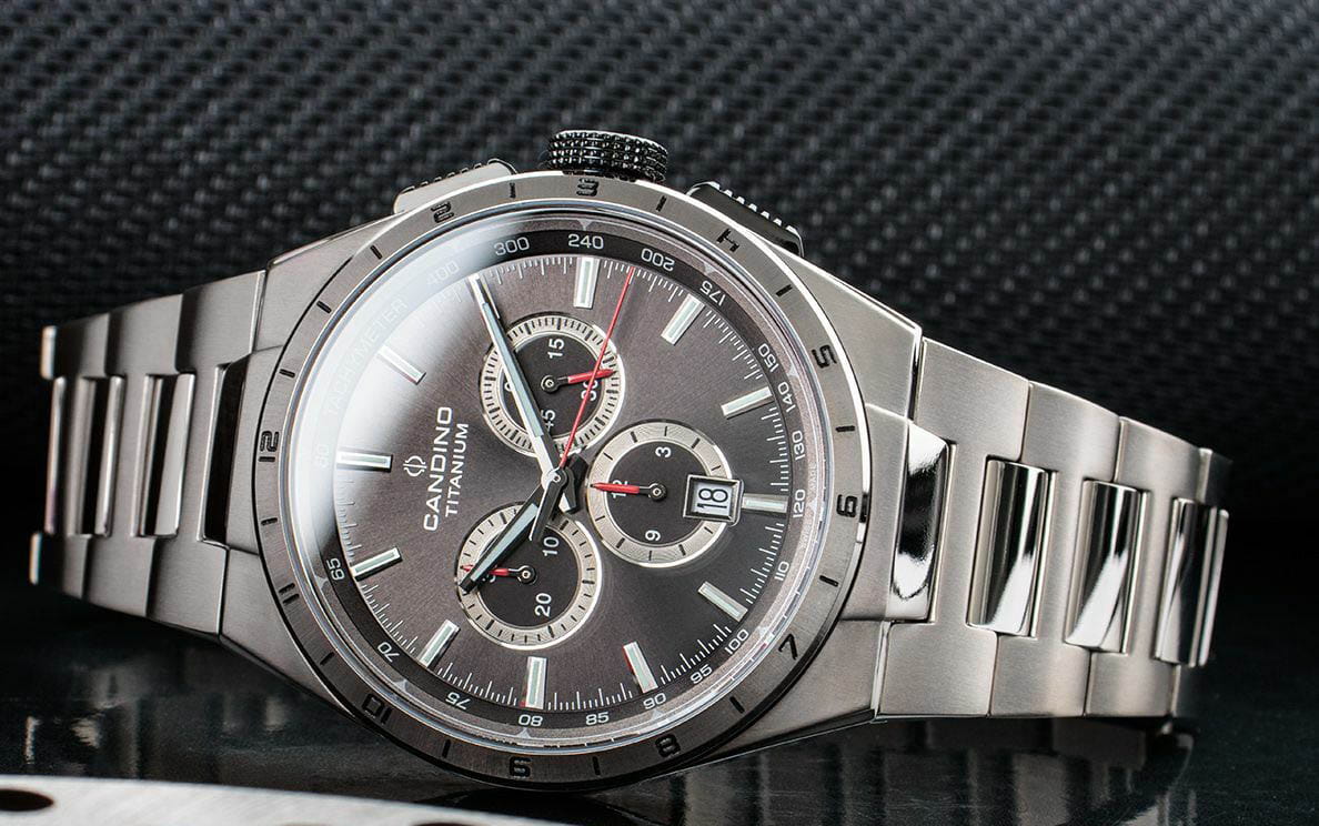 Candino Candino Titanium Chrono C4603/D,  швейцария мужские часы на браслете титановый боковой вид
