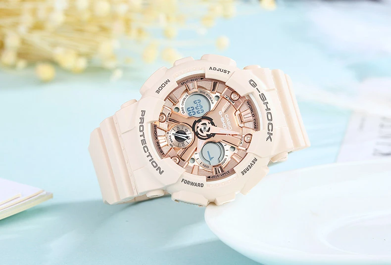 Casio Casio G-Shock GMA-S120MF-4ADR (GMA-S120MF-4A) женские часы золотой циферблат на запястье