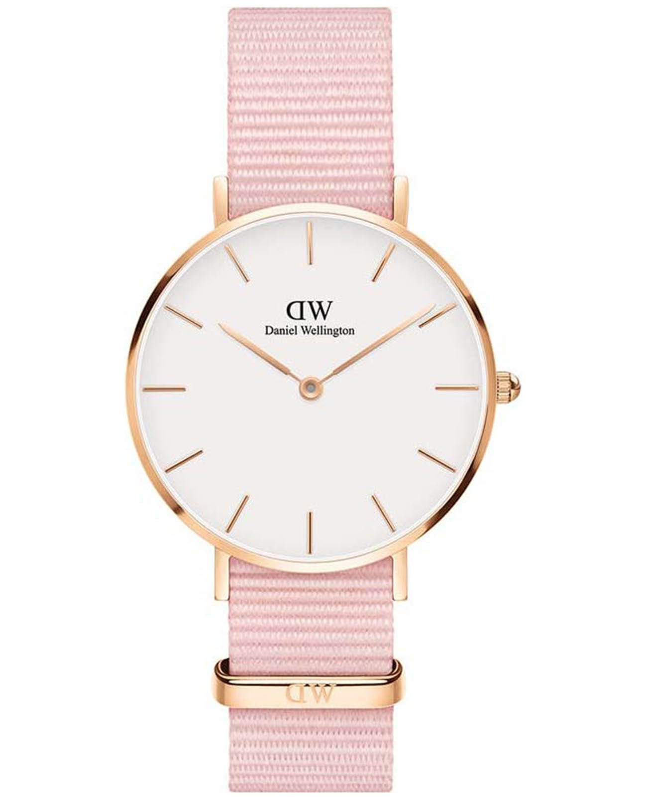 Daniel Wellington Daniel Wellington Petite Dover DW00100317  DW00100317 кварцевые женские часы белый циферблат, браслет нейлон — вид спереди