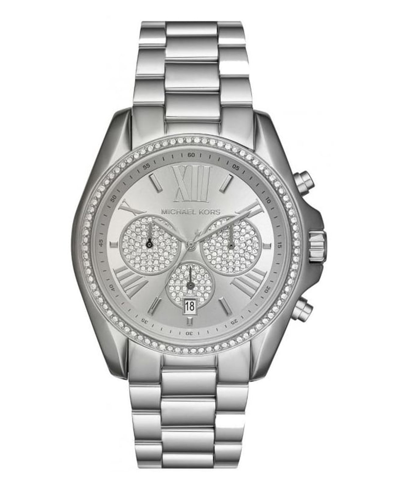 Michael Kors Michael Kors Lexington MK6537  MK6537 кварцевые женские часы серебристый циферблат, браслет нержавеющая сталь — вид спереди