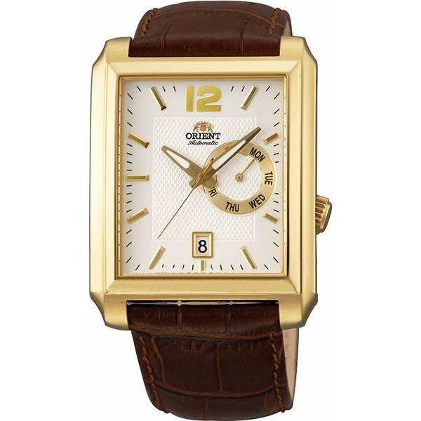 Orient Orient ESAE001W (FESAE001W)  FESAE001W механические мужские часы белый циферблат, браслет кожа + текстиль — вид спереди