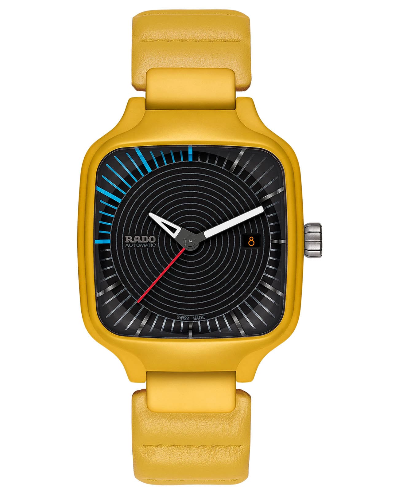 Rado Rado True Square Tej Chauhan R27074155 Automatic R27074155 механические мужские часы черный циферблат, браслет кожаный — вид спереди