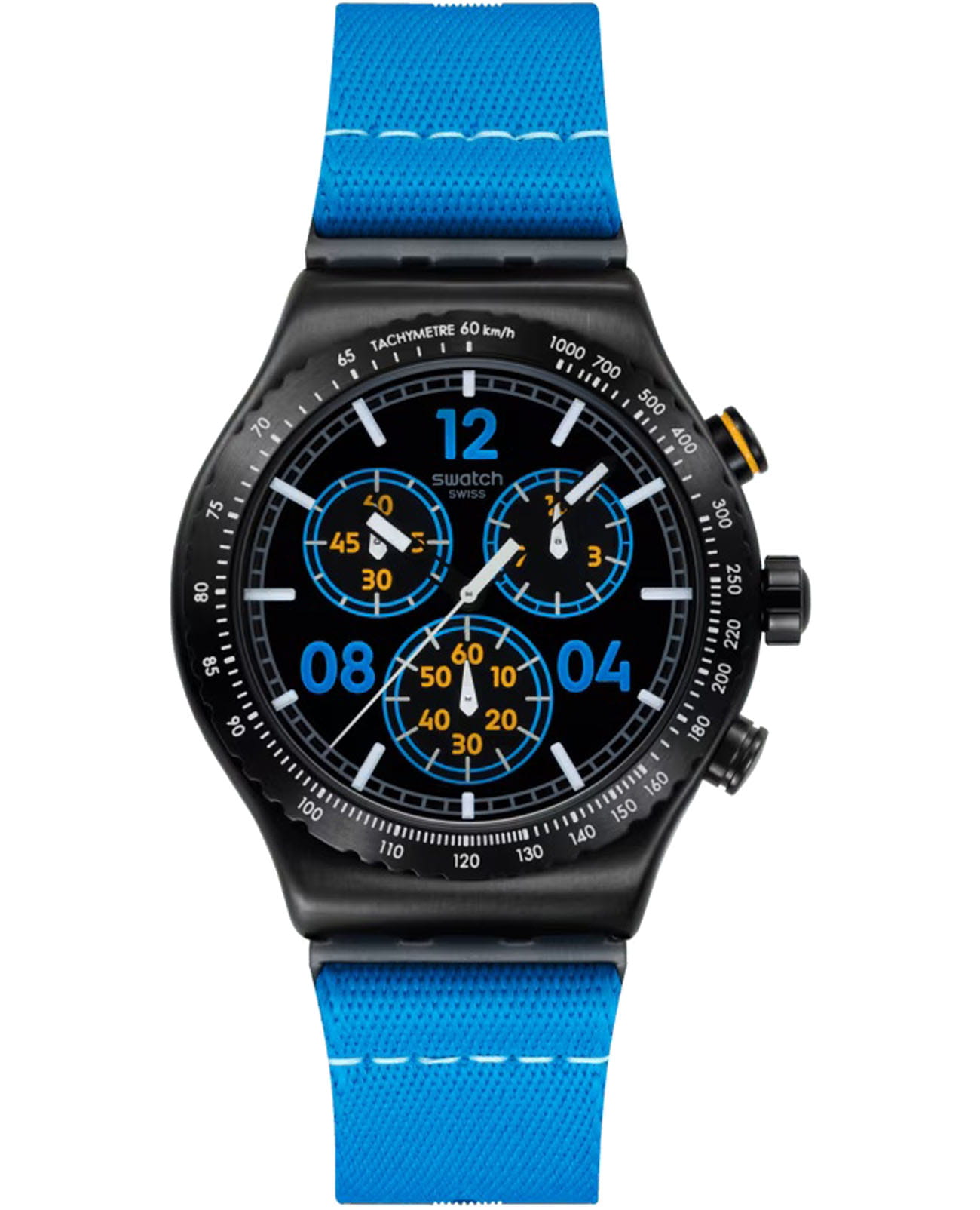 Swatch Swatch Moments In Blue YVB100  YVB100 кварцевые мужские часы шампань циферблат, браслет тканевый — вид спереди