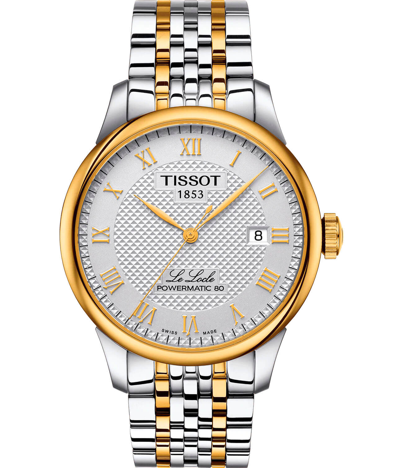 Tissot Tissot Le Locle Powermatic 80 T006.407.22.033.01 Le Locle Automatic T0064072203301 механические мужские часы серебристый циферблат, браслет сталь c pvd покрытием — вид спереди