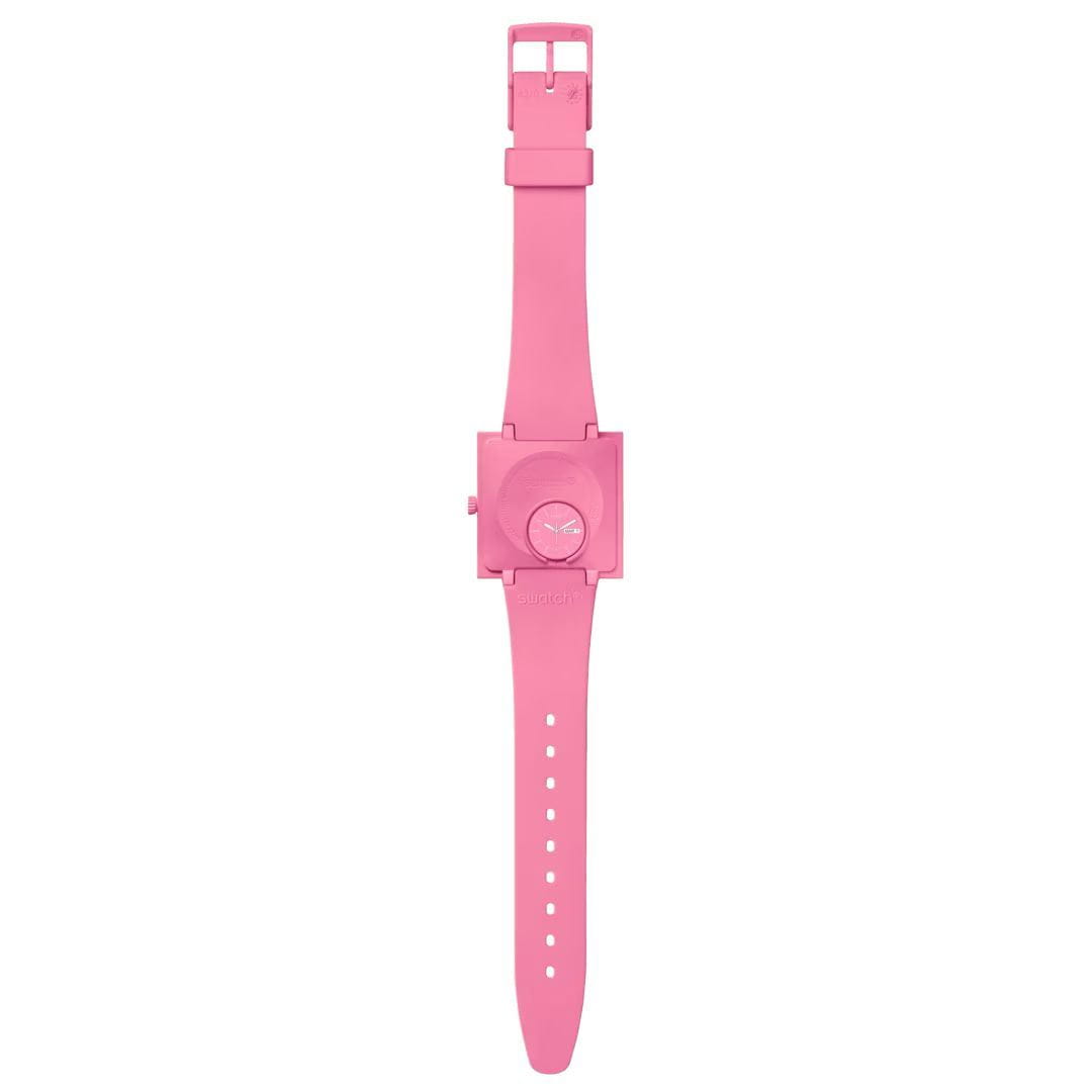 Оригинальные часы Swatch Swatch Square Bioceramic Standard SO34P700 кварцевые калибр механизма  общий вид