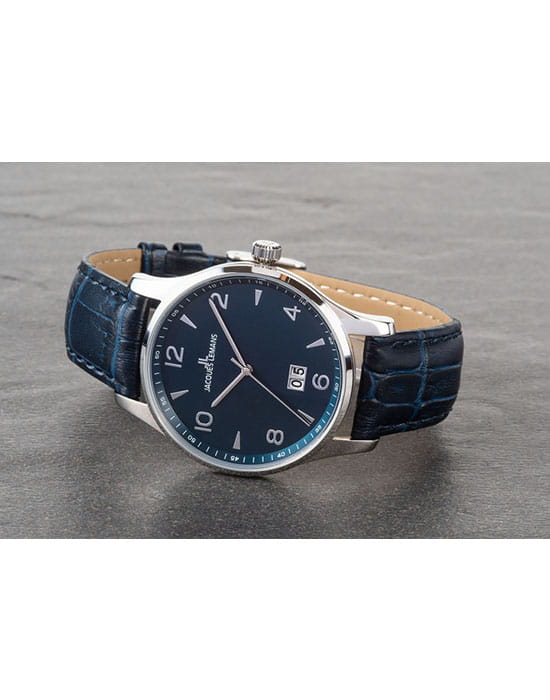 Jacques Lemans Jacques Lemans Classic 1-1862ZC кварцевые мужские часы часы крупный план синий циферблата
