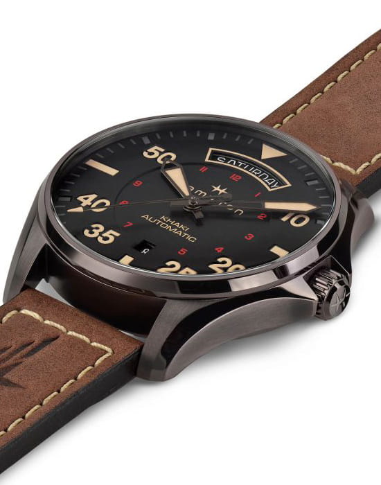 Оригинальные часы Hamilton Hamilton Khaki Aviation Day Date Auto H64605531 механические калибр механизма h-40 общий вид