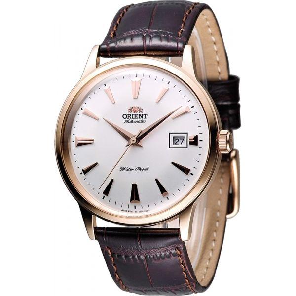 Orient Orient ER24002W (FER24002W)  FER24002W механические мужские часы белый циферблат, браслет кожа + текстиль — вид спереди