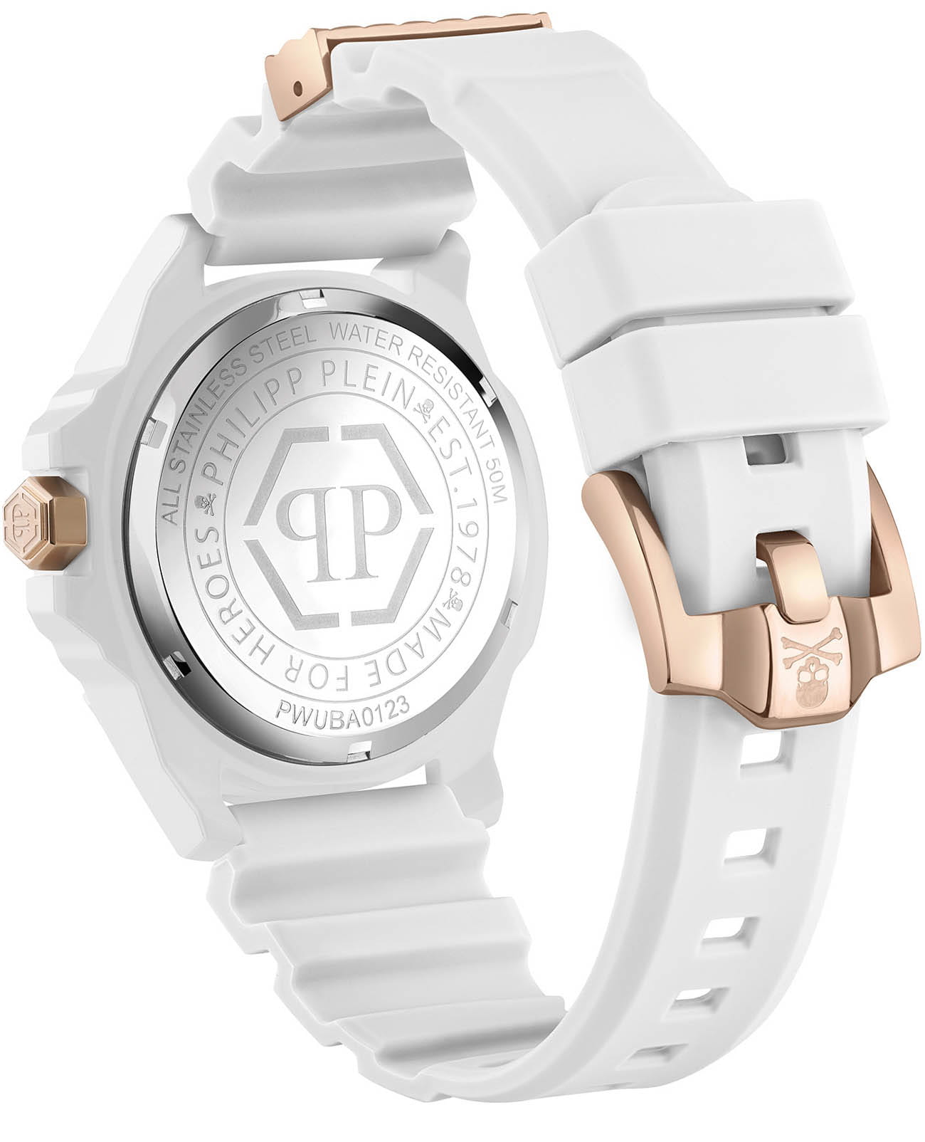 Philipp Plein Philipp Plein The Skull Ecoceramic PWUBA0123,  германия мужские часы на браслете силикон боковой вид