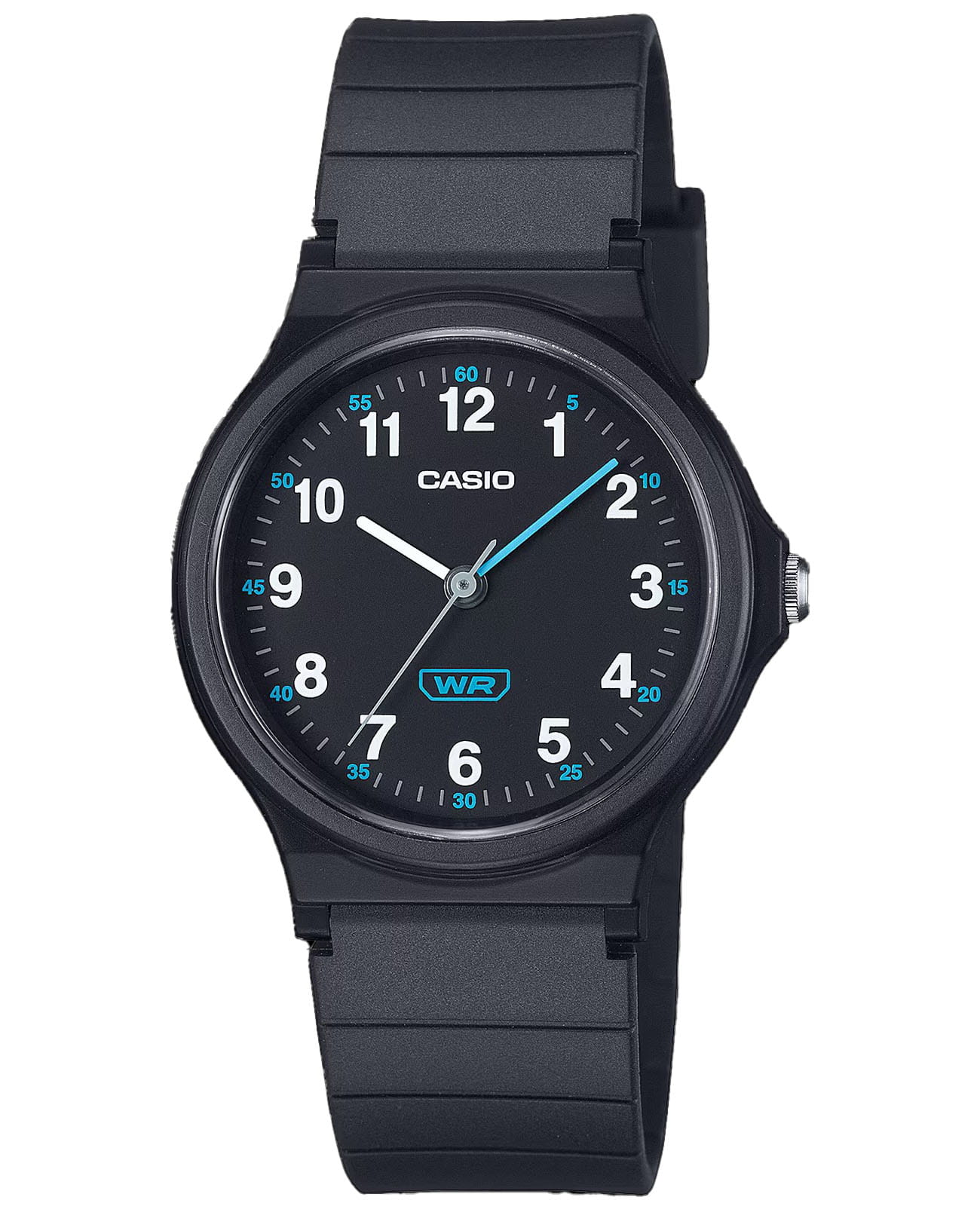 Casio Casio LQ-24B-1B  LQ-24B-1B автокварц (кинетик) мужские часы черный циферблат, браслет пластик — вид спереди