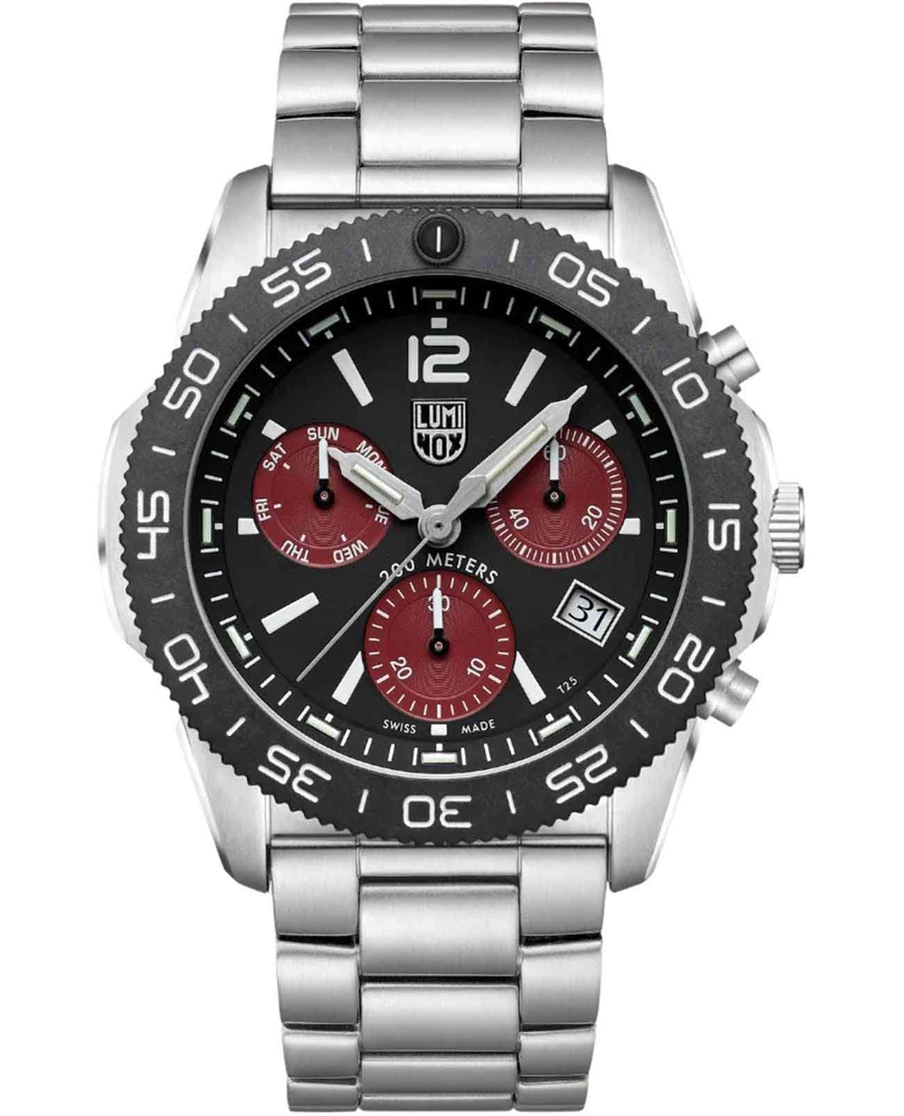Luminox Luminox Pacific Diver Chronograph XS.3155.1.M  XS.3155.1.M кварцевые мужские часы черный циферблат, браслет нержавеющая сталь 316l — вид спереди