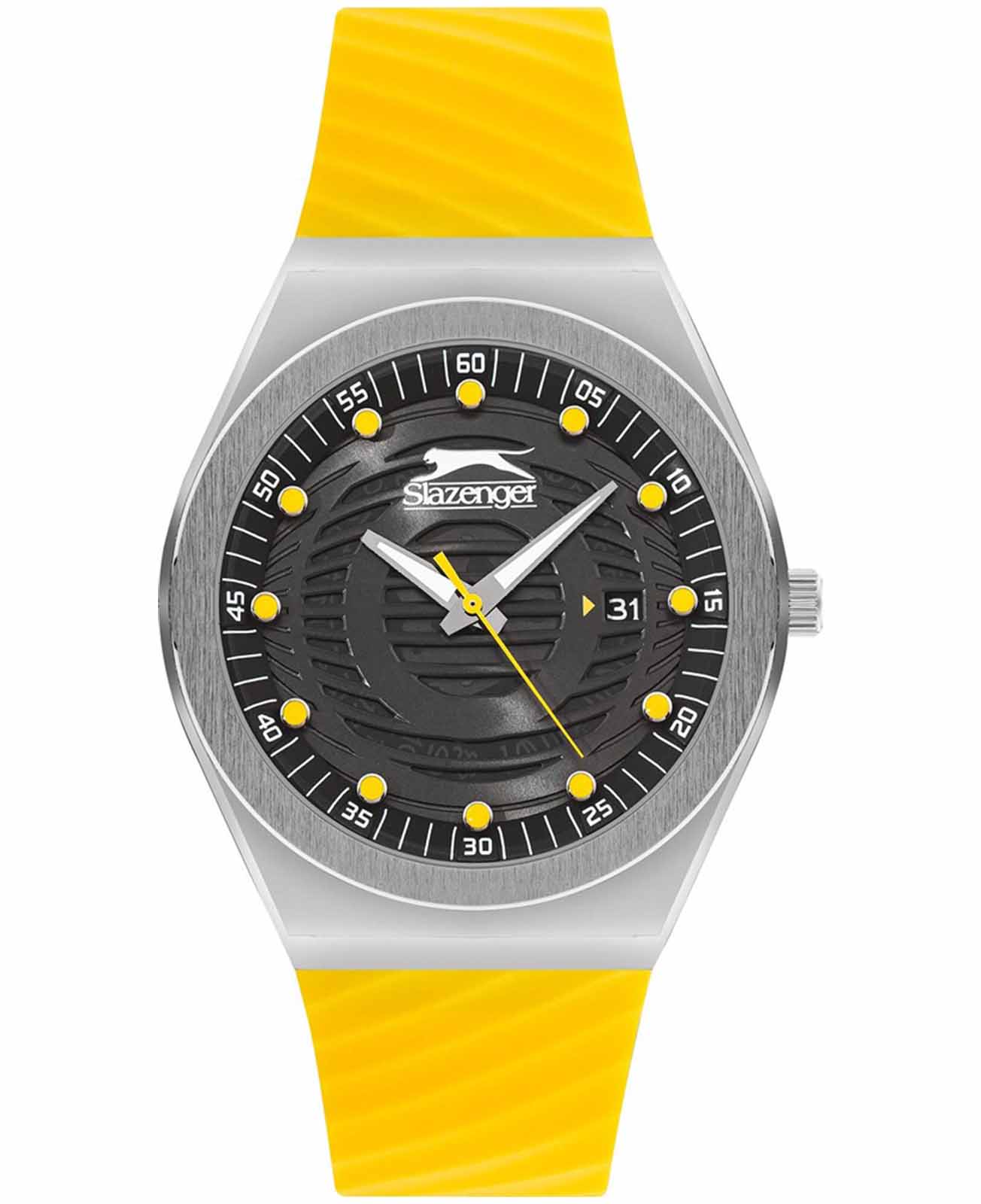 Slazenger Slazenger SL.09.2221.1.05  SL.09.2221.1.05 кварцевые мужские часы черный циферблат, браслет силикон — вид спереди