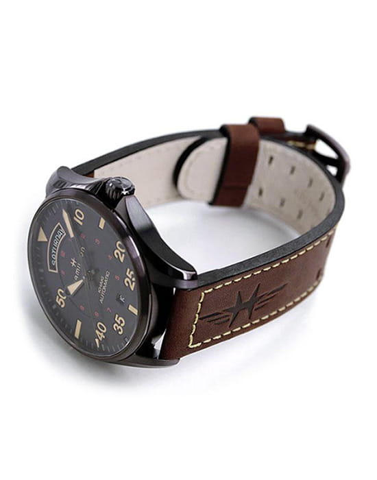 Hamilton Hamilton Khaki Aviation Day Date Auto H64605531 механические мужские часы часы крупный план черный циферблата