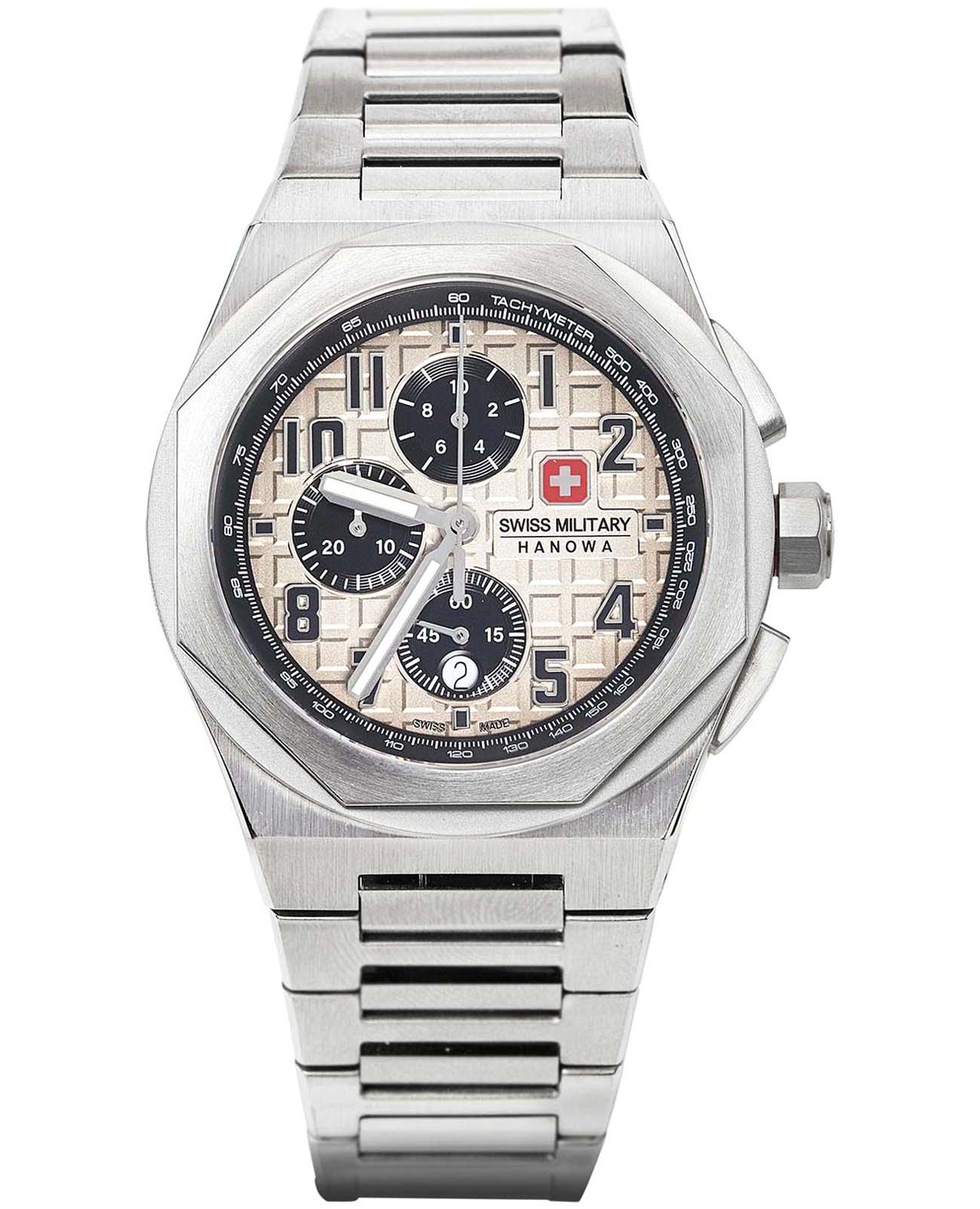 Swiss Military Hanowa Swiss Military Hanowa SMWGI2102002  SMWGI2102002 кварцевые мужские часы черный циферблат, браслет нержавеющая сталь — вид спереди