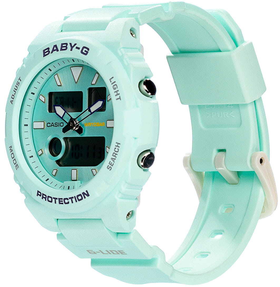 Casio Casio Baby-G G-Lide BAX-100-3A кварцевые женские часы часы крупный план зеленый циферблата