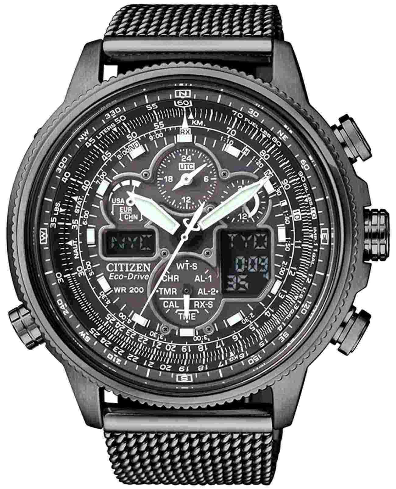 Citizen Citizen Promaster JY8037-50E  JY8037-50E кварцевые мужские часы черный циферблат, браслет нержавеющая сталь с ip-покрытием — вид спереди