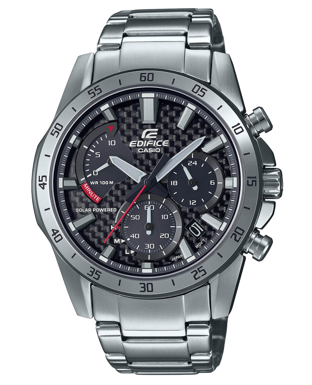 Casio Casio Edifice EQS-930D-1A EQS EQS-930D-1A кварцевые мужские часы черный циферблат, браслет сталь с ip покрытием — вид спереди